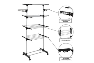 Séchoir Néo 4 niveaux - 24 m d'étendage