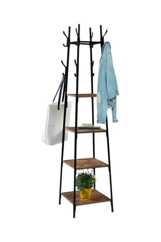 Porte-manteau Elize - Noir et imitation bois