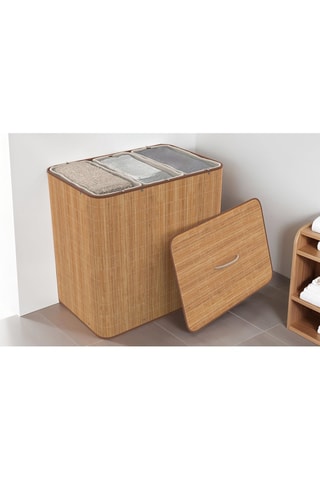 Panier à linge Maya 3 compartiments en bambou