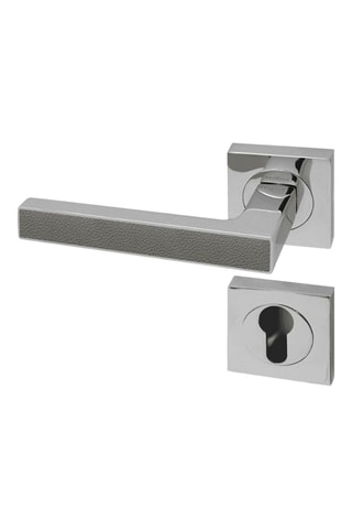 Poignée à cylindre Premium - Chromé et imitation cuir lichen - Pour porte de 30 à 50 mm