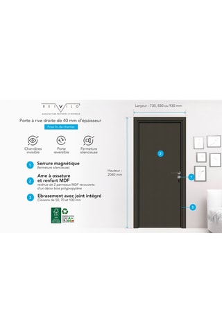 Bloc-porte d'intérieur Enzo - Imitation chêne gris - 93 x 204 cm