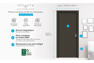 Bloc-porte d'intérieur Enzo - Imitation chêne cendré - 93 x 204 cm