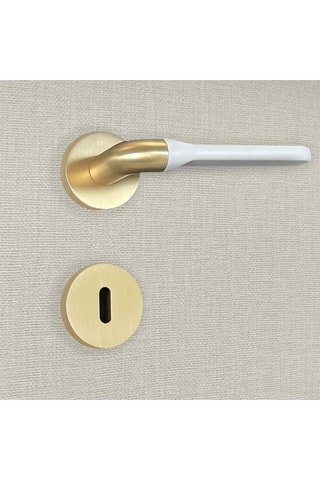 2 poignées de porte à clé Matilda - 13,9 x 5,2 cm - aspect or et blanc