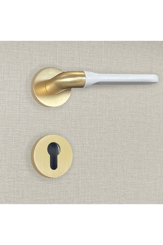 2 poignées de porte à cylindre Matilda - 13,9 x 5,2 cm - aspect or et blanc