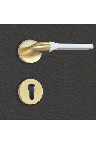 2 poignées de porte à cylindre Matilda - 13,9 x 5,2 cm - aspect or et blanc