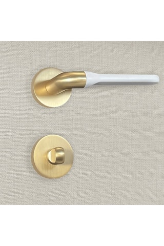 2 poignées de porte à condamnation Matilda - 13,9 x 5,2 cm - aspect or et blanc