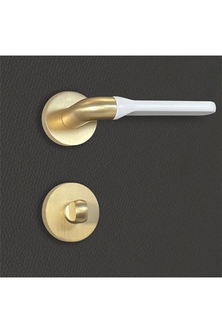 2 poignées de porte à condamnation Matilda - 13,9 x 5,2 cm - aspect or et blanc