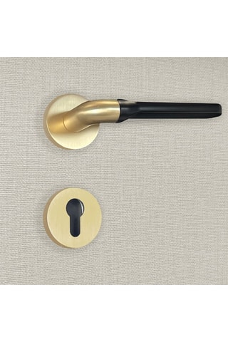 2 poignées de porte à cylindre Daniela - 13,9 x 5,2 cm - aspect or et noir