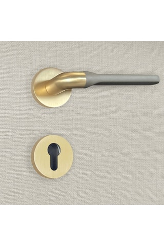 2 poignées de porte à cylindre Fabiana - 13,9 x 5,2 cm - aspect or et gris