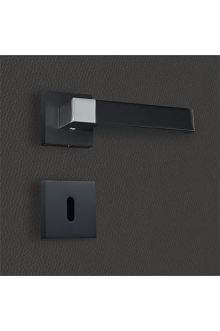 2 poignées de porte à clé Valentina - 13,5 x 4,7 x 3,9 cm - aspect noir et chrome brillant