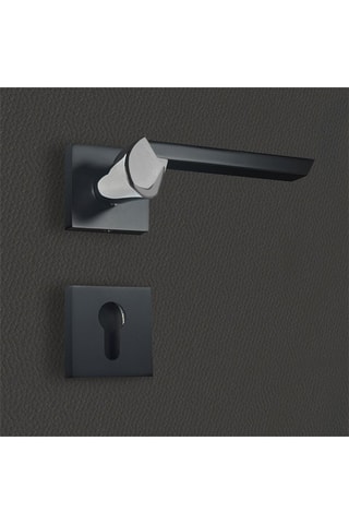 2 poignées de porte à cylindre Melissa - 13 x 4,2 x 6,4 cm - aspect noir et chrome brillant