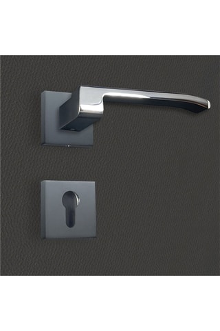 2 poignées de porte à cylindre Aurelia - 12,9 x 6,1 x 4,1 cm - aspect noir et chrome brillant