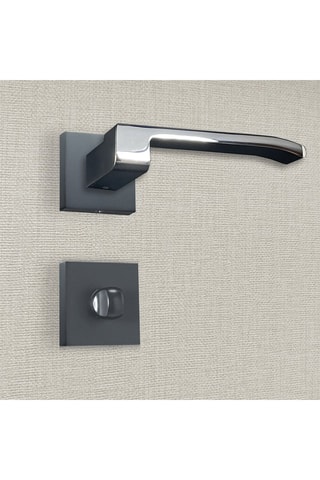 2 poignées de porte à condamnation Aurelia - 12,9 x 6,1 x 4,1 cm - aspect noir et chrome brillant