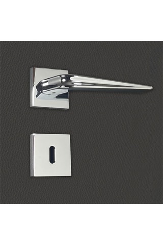 2 poignées de porte à clé Lara - 14,7 x 4,9 x 3,8 cm - aspect chrome brillant