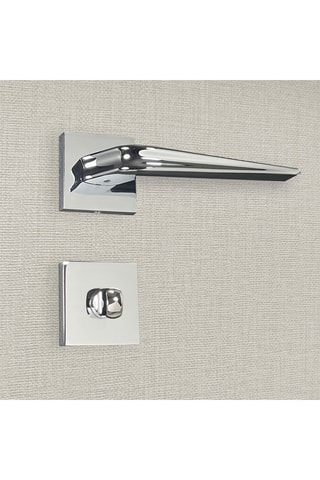 2 poignées de porte à condamnation Lara - 13,7 x 6,2 x 3,8 cm - aspect chrome brillant