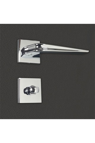 2 poignées de porte à condamnation Lara - 13,7 x 6,2 x 3,8 cm - aspect chrome brillant