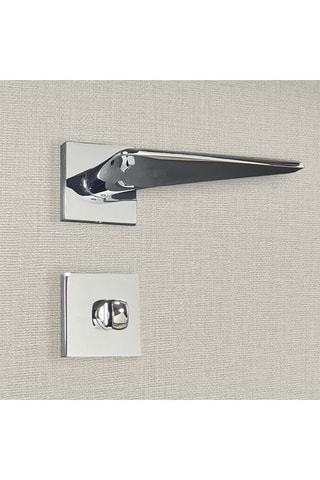 2 poignées de porte à condamnation Andrea - 13,3 x 6,9 x 4 cm - aspect chrome brillant