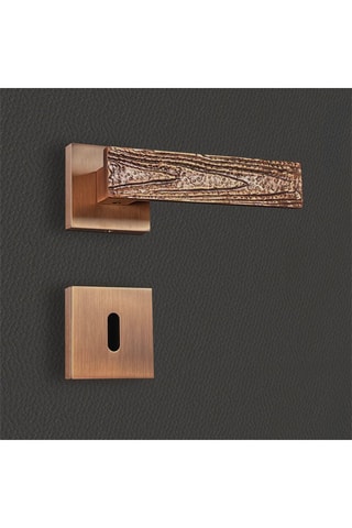 2 poignées de porte à clé Olivia - 13,4 x 5,8 x 4 cm - aspect bronze brossé