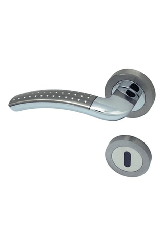 2 poignées de porte à clé Ancône - 11,8 x 2,4 x 6,4 cm - finition chrome/satin/nickel