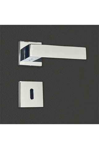 2 poignées de porte à clé Europa - 14 x 5,5 x 3,7 cm - aspect chrome brillant