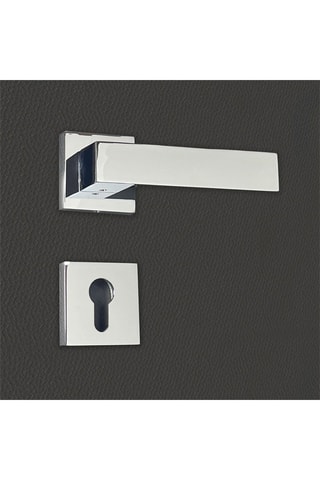 2 poignées de porte à cylindre Europa - 14 x 5,5 x 3,3 cm - aspect chrome brillant