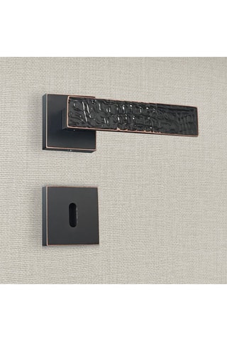 2 poignées de porte à clé Perla - 13,4 x 5,8 x 4 cm - aspect cuivre patiné noir