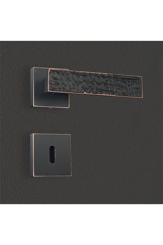 2 poignées de porte à clé Perla - 13,4 x 5,8 x 4 cm - aspect cuivre patiné noir