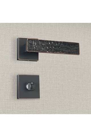 2 poignées de porte à condamnation Perla - 13,4 x 5,8 x 4 cm - aspect cuivre patiné noir