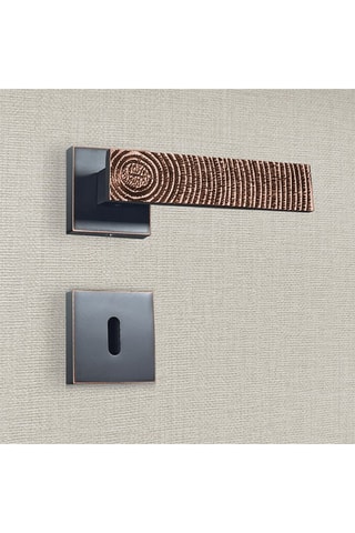 2 poignées de porte à clé Luna - 13,4 x 5,8 x 4 cm - aspect cuivre patiné noir