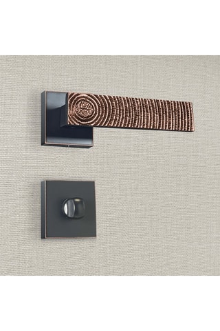 2 poignées de porte à condamnation Luna - 13,4 x 5,8 x 4 cm - aspect cuivre patiné noir