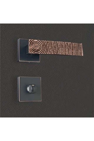 2 poignées de porte à condamnation Luna - 13,4 x 5,8 x 4 cm - aspect cuivre patiné noir