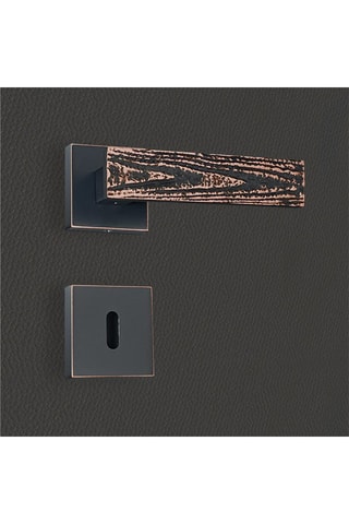 2 poignées de porte à clé Flora - 13,4 x 5,8 x 4 cm - aspect cuivre patiné noir