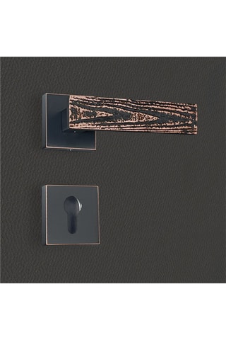 2 poignées de porte à cylindre Flora - 13,4 x 5,8 x 4 cm - aspect cuivre patiné noir