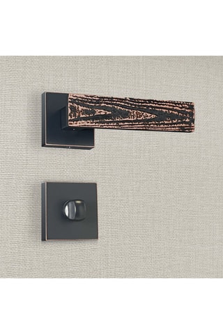 2 poignées de porte à condamnation Flora - 13,4 x 5,8 x 4 cm - aspect cuivre patiné noir