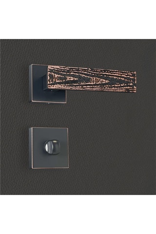 2 poignées de porte à condamnation Flora - 13,4 x 5,8 x 4 cm - aspect cuivre patiné noir