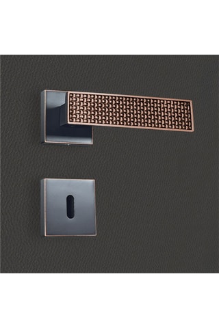 2 poignées de porte à clé Amalia - 13,4 x 5,8 x 4 cm - aspect cuivre patiné noir