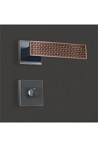 2 poignées de porte à condamnation Amalia - 13,4 x 5,8 x 4 cm - aspect cuivre patiné noir