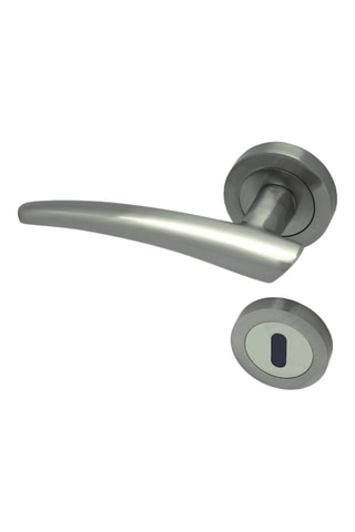 2 poignées de porte à clé Bergame - 13,5 x 2,4 x 6,2 cm - finition satin/nickel