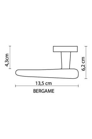 2 poignées de porte à clé Bergame - 13,5 x 2,4 x 6,2 cm - finition satin/nickel