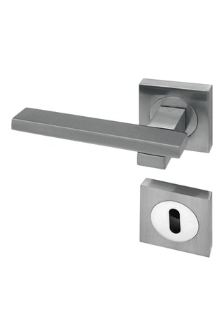 2 poignées de porte à clé Capri - 12,3 x 1,9 x 6 cm - finition satin/nickel