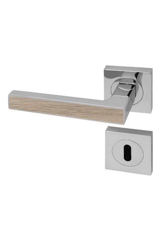 2 poignées de porte à clé Premium - 12 x 5,8 x 4,7 cm - décor chêne clair