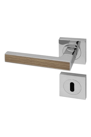 2 poignées de porte à clé - 12 x 5,8 x 4,7 cm - décor chêne gris