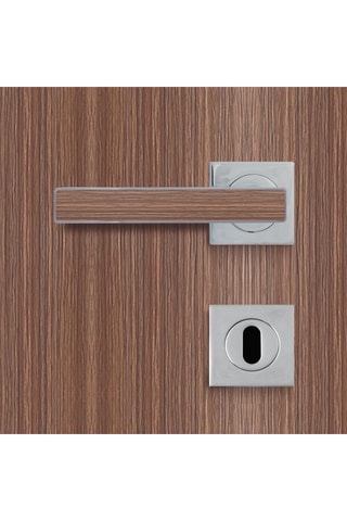 2 poignées de porte à clé - 12 x 5,8 x 4,7 cm - décor chêne gris