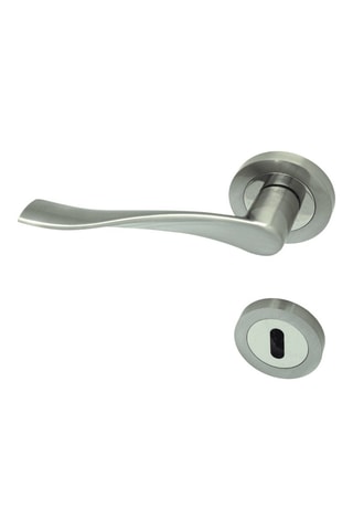 2 poignées de porte à clé Livourne - 10,5 x 2,4 x 5 cm - aspect chrome