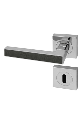 2 poignées de porte à clé Premium - 12 x 5,8 x 4,7 cm - décor cuir Basalte