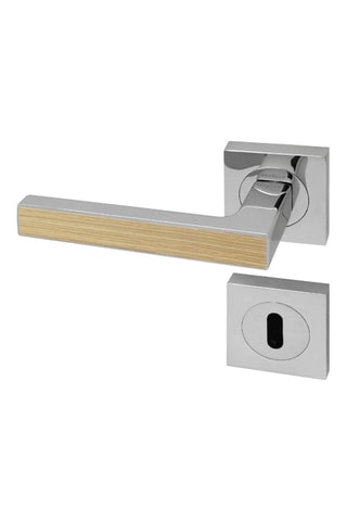 2 poignées de porte à clé Premium - 12 x 5,8 x 4,7 cm - décor chêne naturel