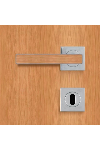 2 poignées de porte à clé Premium - 12 x 5,8 x 4,7 cm - décor chêne naturel