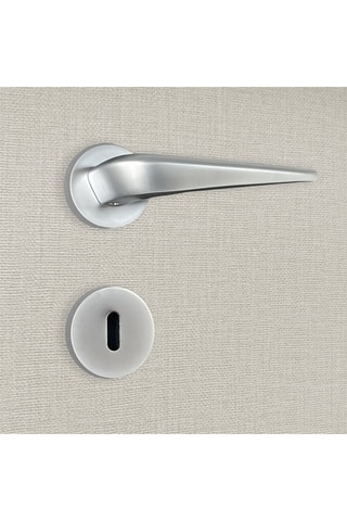 2 poignées de porte à clé Alissia - 13,7 x 6,3 x 3,3 cm - aspect chrome mat