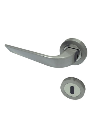 2 poignées de porte à clé Trieste - 12,3 x 5 x 5 cm - finition satin/nickel