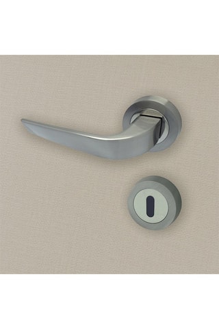 2 poignées de porte à clé Trieste - 12,3 x 5 x 5 cm - finition satin/nickel